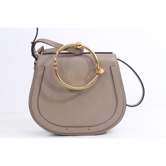 Chloe Handbags - Chloe Nile Medium Bracelet Bag Motty Gray Calf Leather Logo Shoulder Crossbody